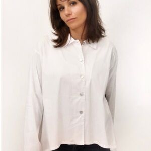 Bryn Walker Miriam Shirt. White Tailored Button Down Shirt. Oversized.
